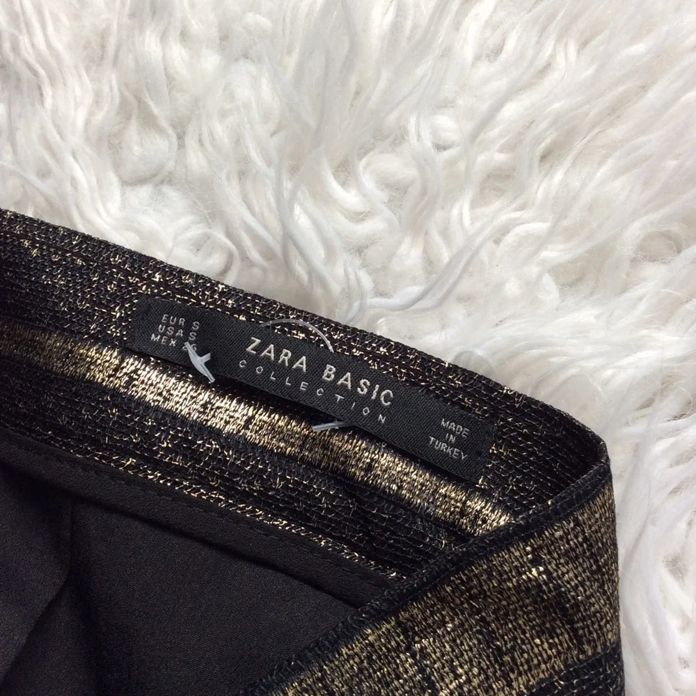 NWOT Zara High Waisted Pleated Metallic Skirt
